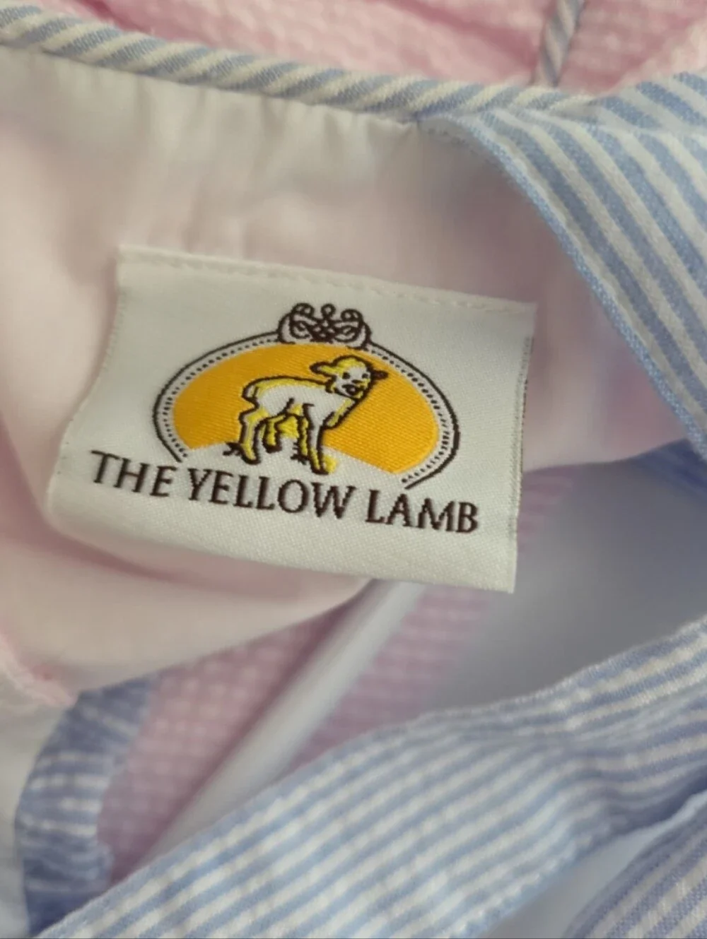The Yellow Lamb 4 Or 4t Pink Sundress with Blue Tie Straps Smocked Brand